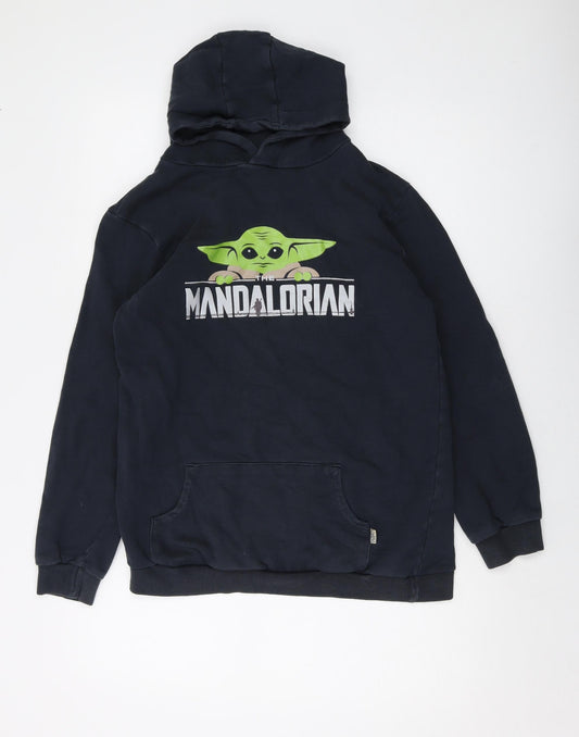 Mandalorian Boys Blue Cotton Pullover Hoodie Size 14-15 Years Pullover