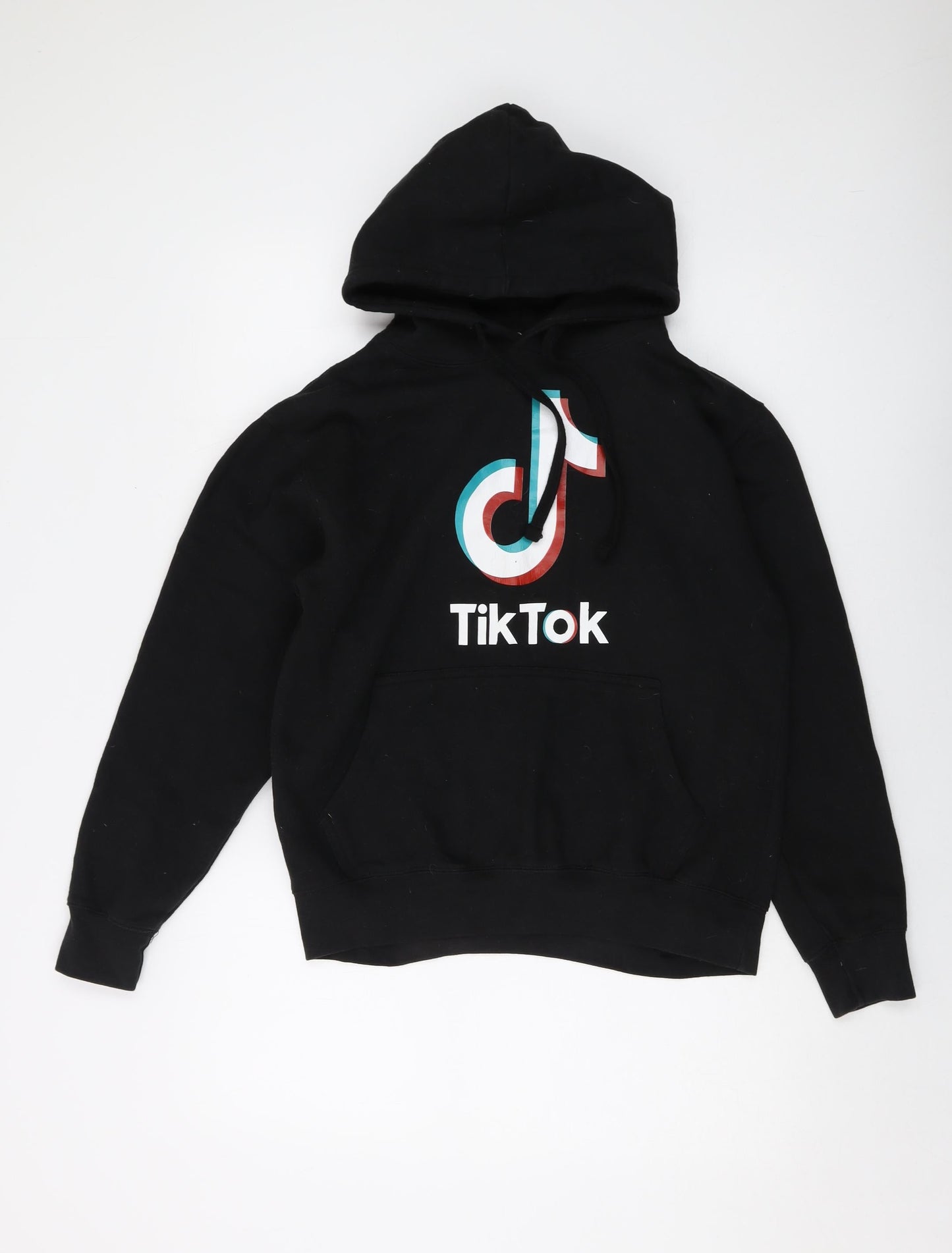 TIK TOK Mens Black Polyester Pullover Hoodie Size S