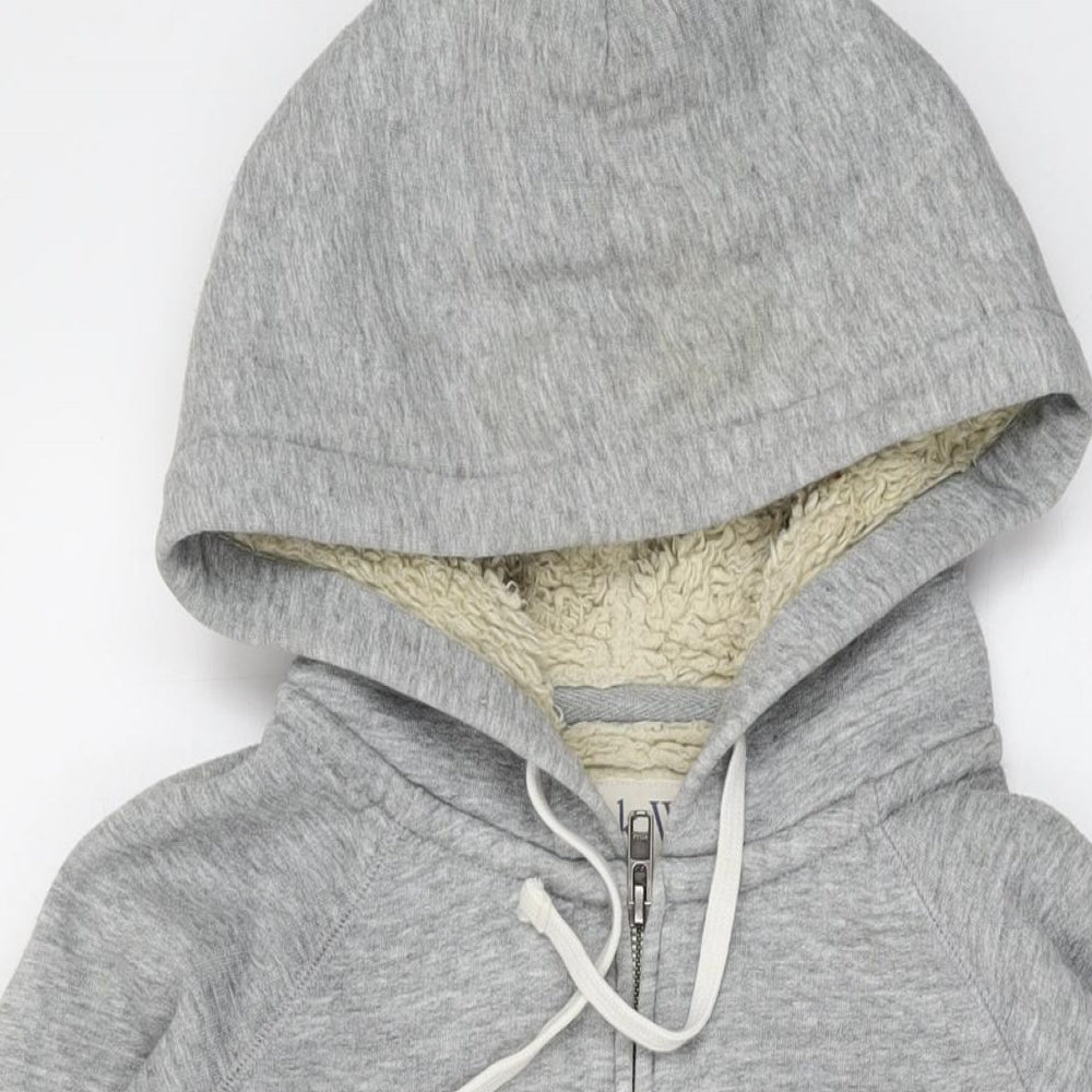 Jack Wills Womens Grey Cotton Full Zip Hoodie Size 12 Zip