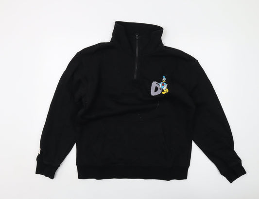 Disney Womens Black Cotton Pullover Sweatshirt Size M Zip
