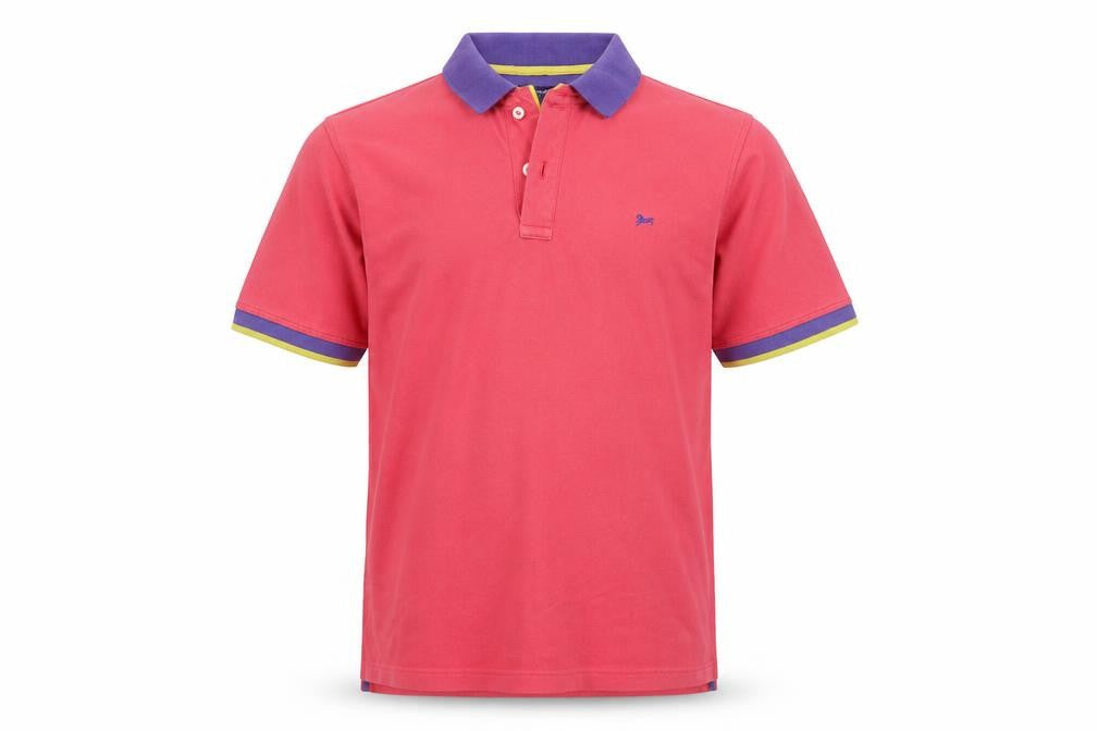 Hampton Mens Pink Cotton Polo Size M Collared Button