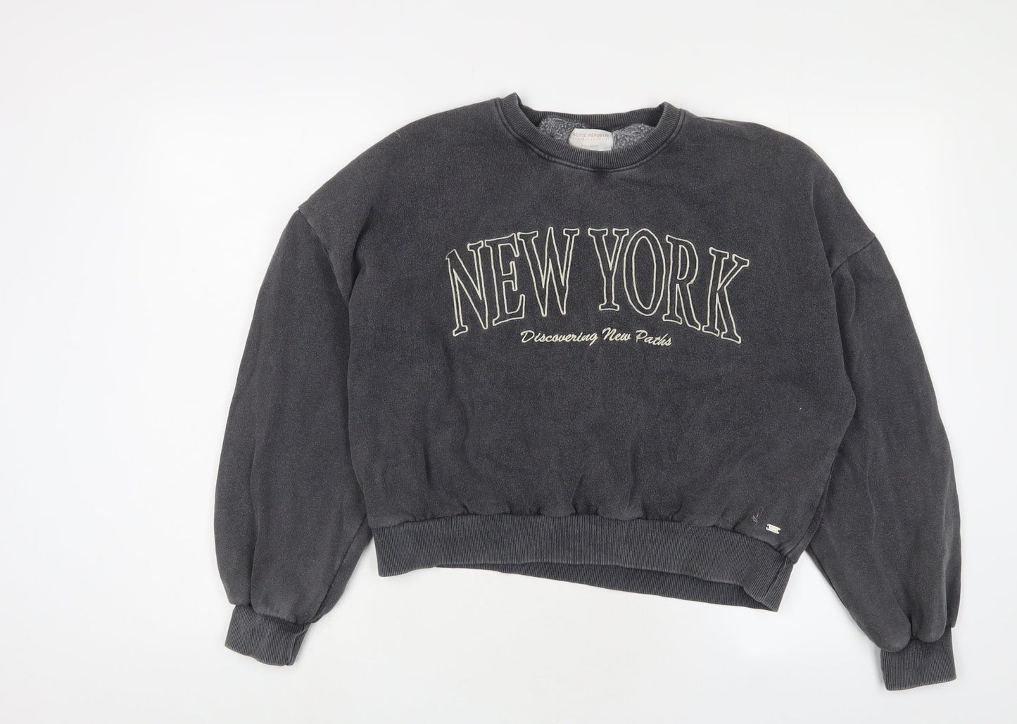 Pull&Bear Womens Grey Cotton Pullover Sweatshirt Size M Pullover - New York