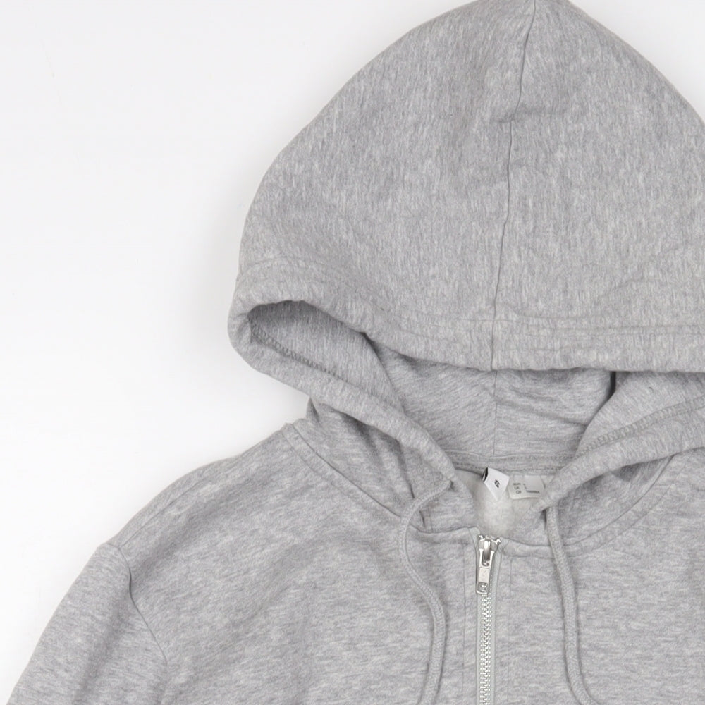 H&M Womens Grey Cotton Full Zip Hoodie Size S Zip