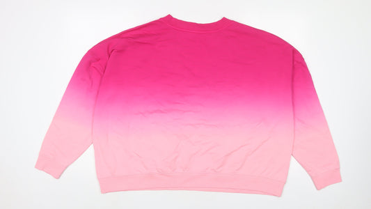 Marks and Spencer Womens Pink Geometric Cotton Pullover Sweatshirt Size L Pullover - 16/18