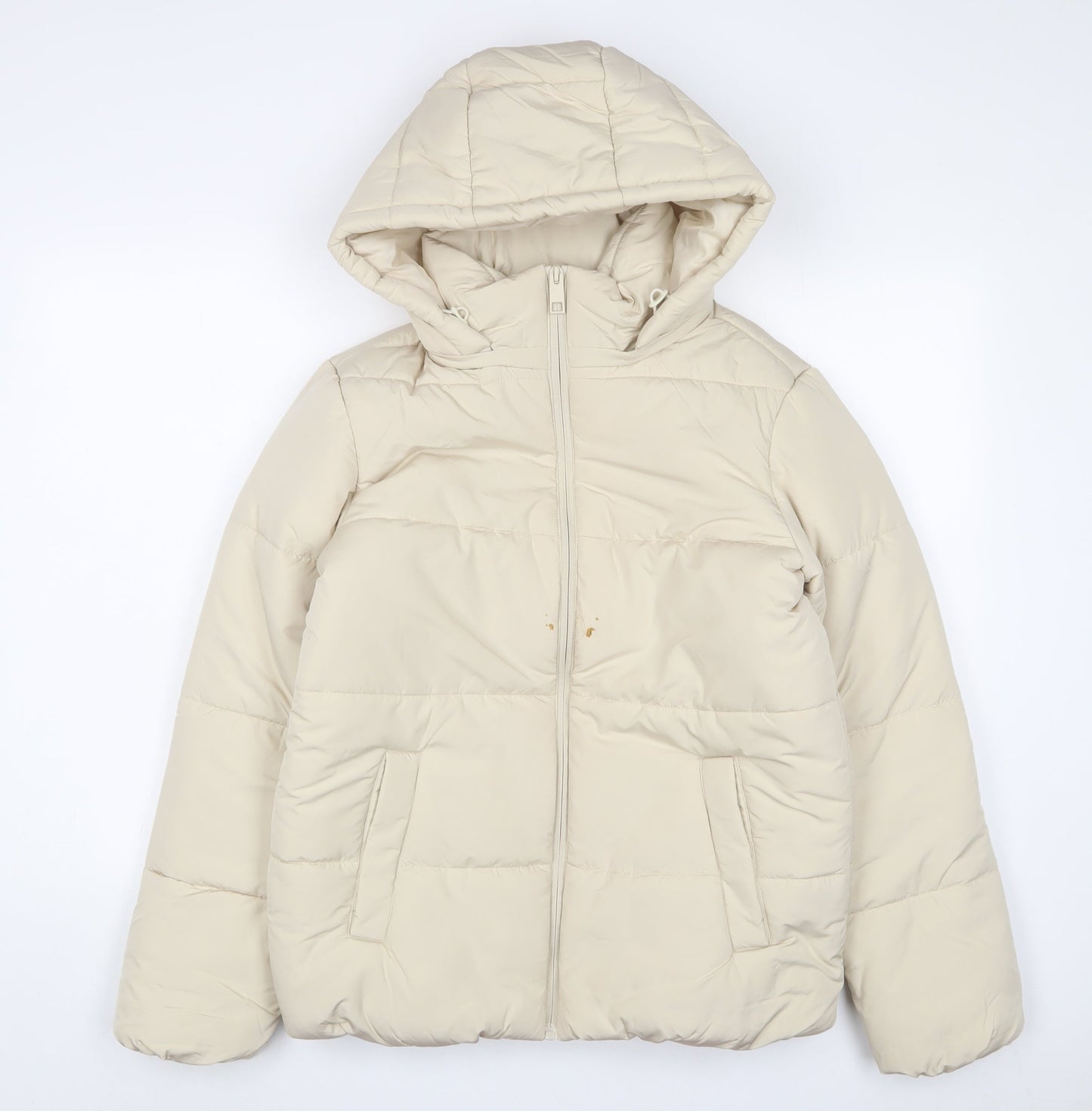 Marks and Spencer Womens Beige Quilted Coat Size 10 Zip