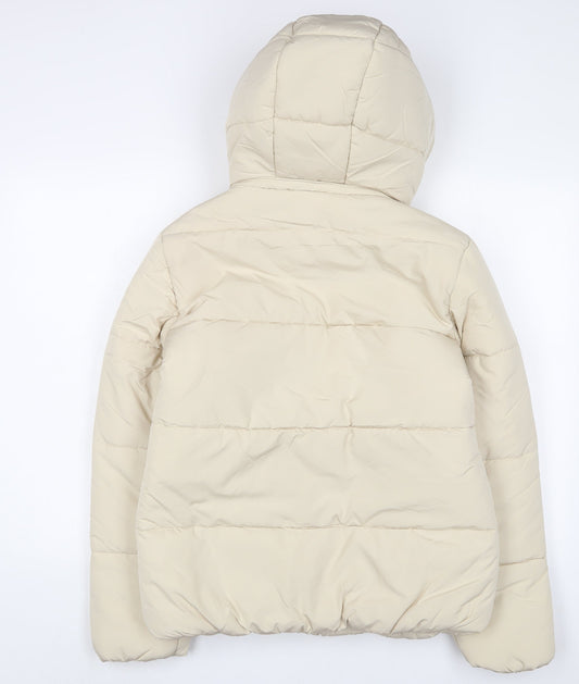 Marks and Spencer Womens Beige Quilted Coat Size 10 Zip