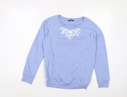 Marks and Spencer Womens Blue Cotton Pullover Sweatshirt Size 10 Pullover - Beaded