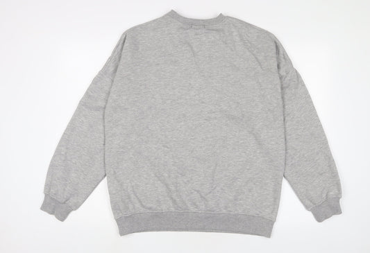 PRETTYLITTLETHING Womens Grey Cotton Pullover Sweatshirt Size XS Pullover - Logo, Embroidered