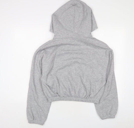 Zara Womens Grey Cotton Pullover Hoodie Size L Pullover