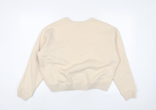 Zara Womens Beige Cotton Pullover Sweatshirt Size M Pullover