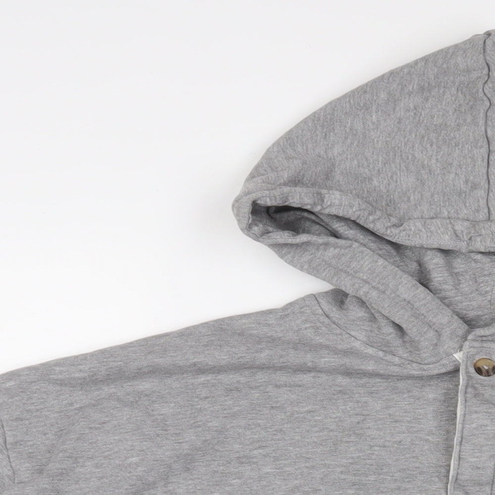 ASOS Womens Grey Cotton Pullover Hoodie Size 2XL Button