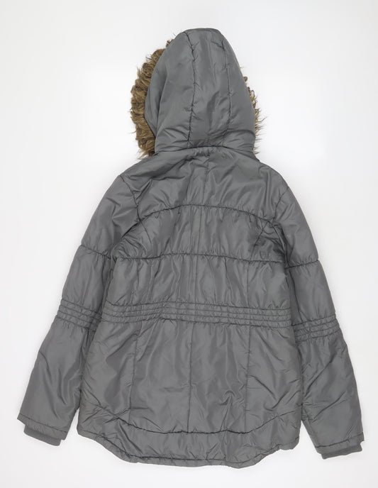 NEXT Womens Grey Parka Coat Size 12 Zip