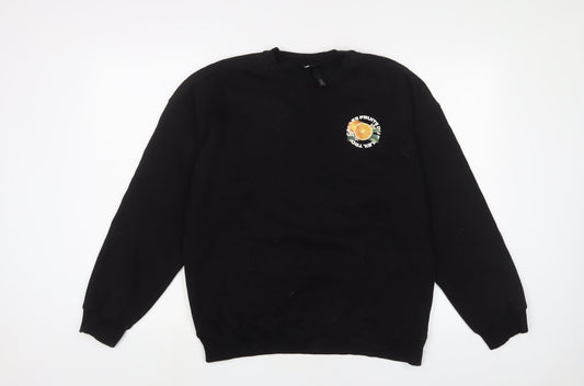 H&M Mens Black Cotton Pullover Sweatshirt Size S