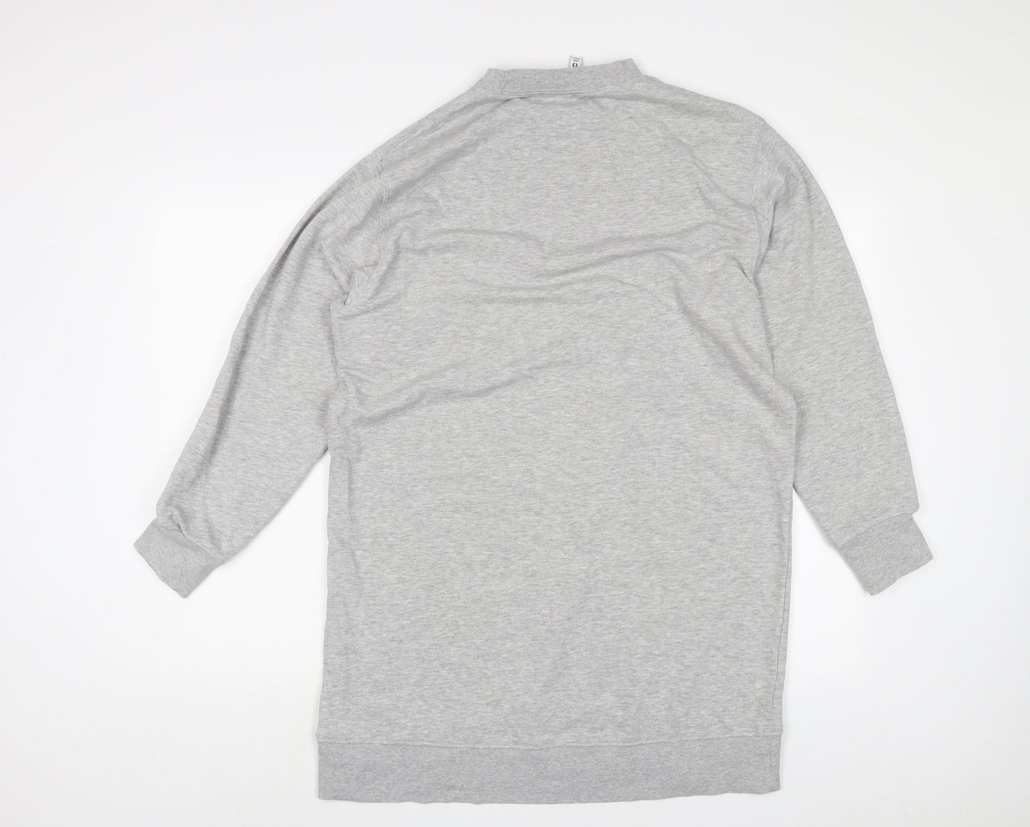 H&M Womens Grey Cotton Jumper Dress Size S Round Neck Pullover
