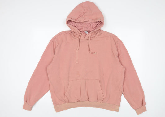 h7m Womens Pink Cotton Pullover Hoodie Size L Pullover