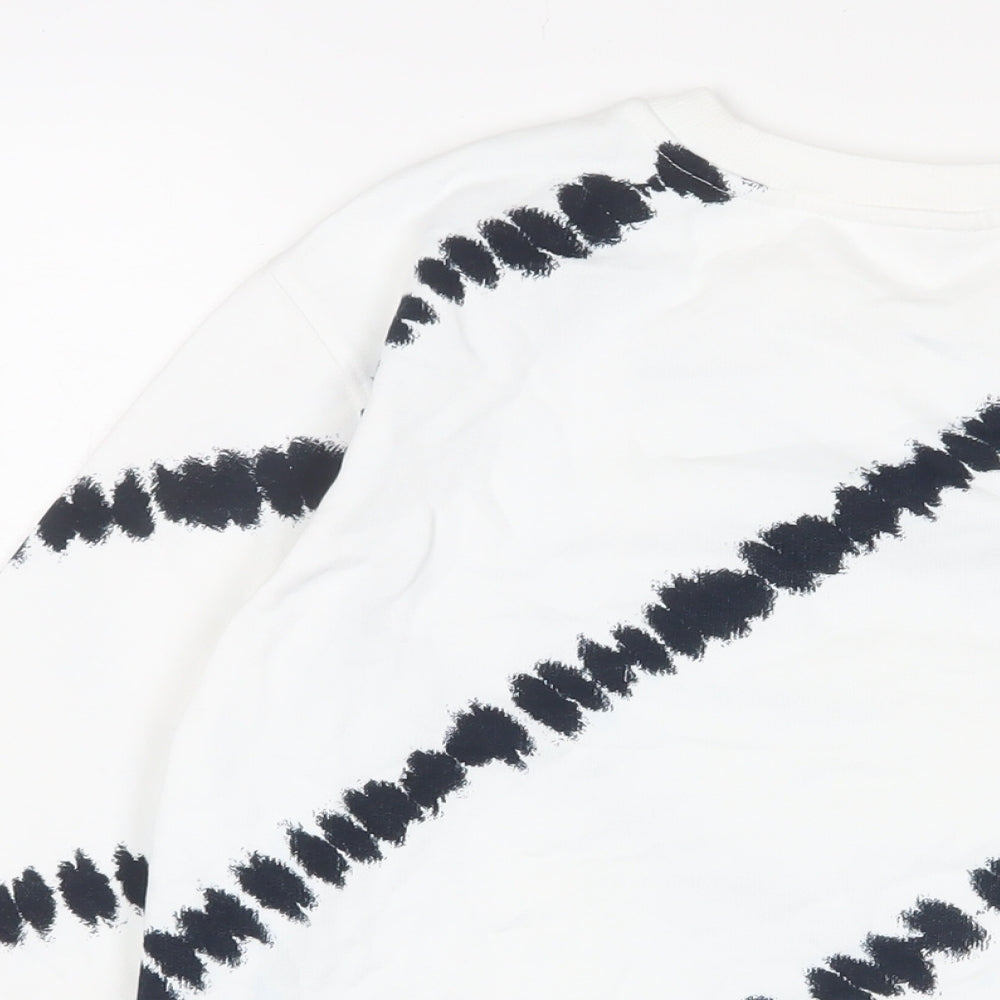 Marks and Spencer Womens White Geometric Cotton Pullover Sweatshirt Size S Pullover