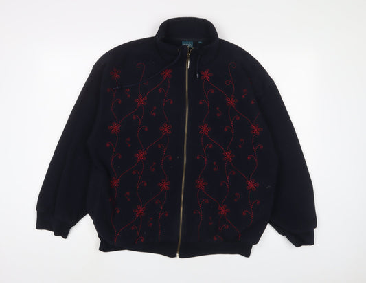 DASH Womens Blue Fair Isle Jacket Size 16 Zip - Embroidered