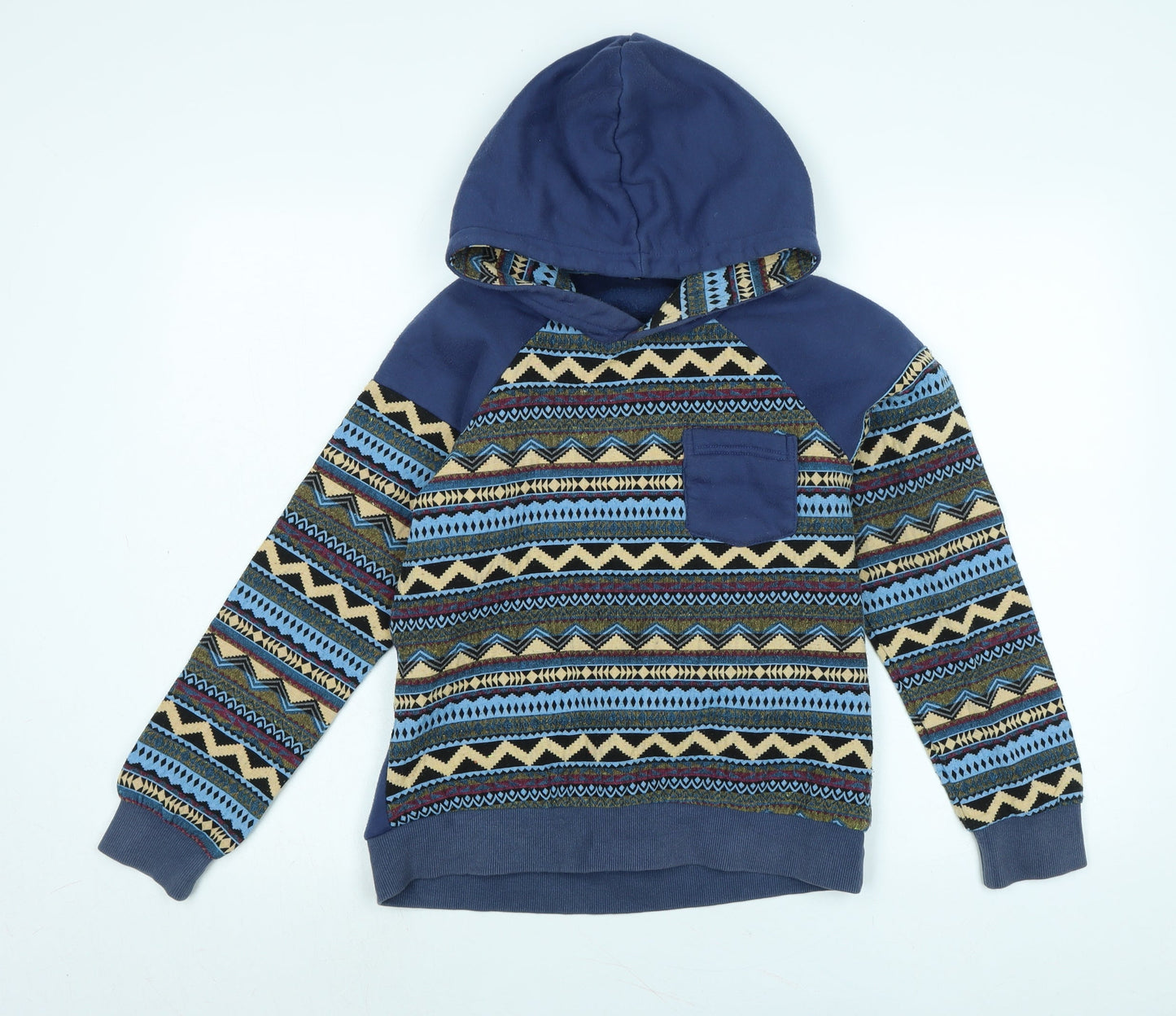 manslife Boys Blue Polyester Pullover Hoodie Size M