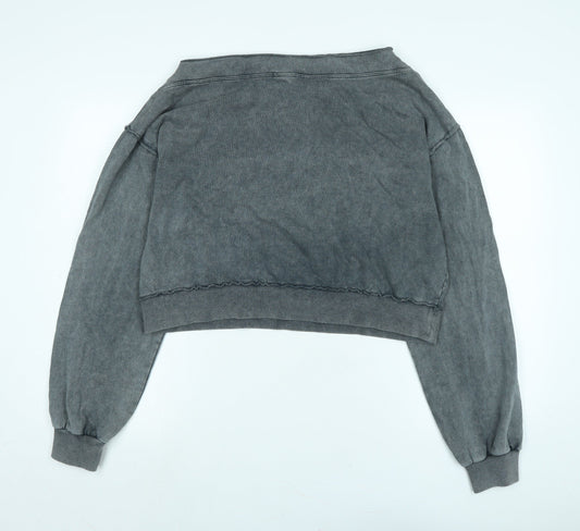 Pull&Bear Womens Grey Cotton Pullover Sweatshirt Size S