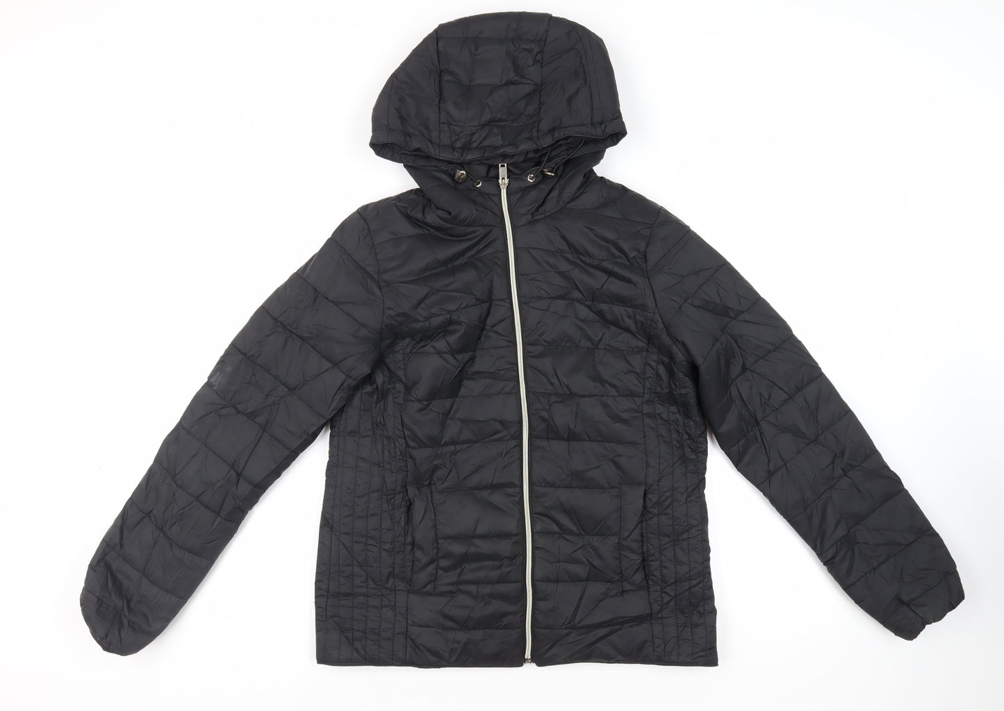 New Look Womens Black Jacket Size 10 Zip - Hooded