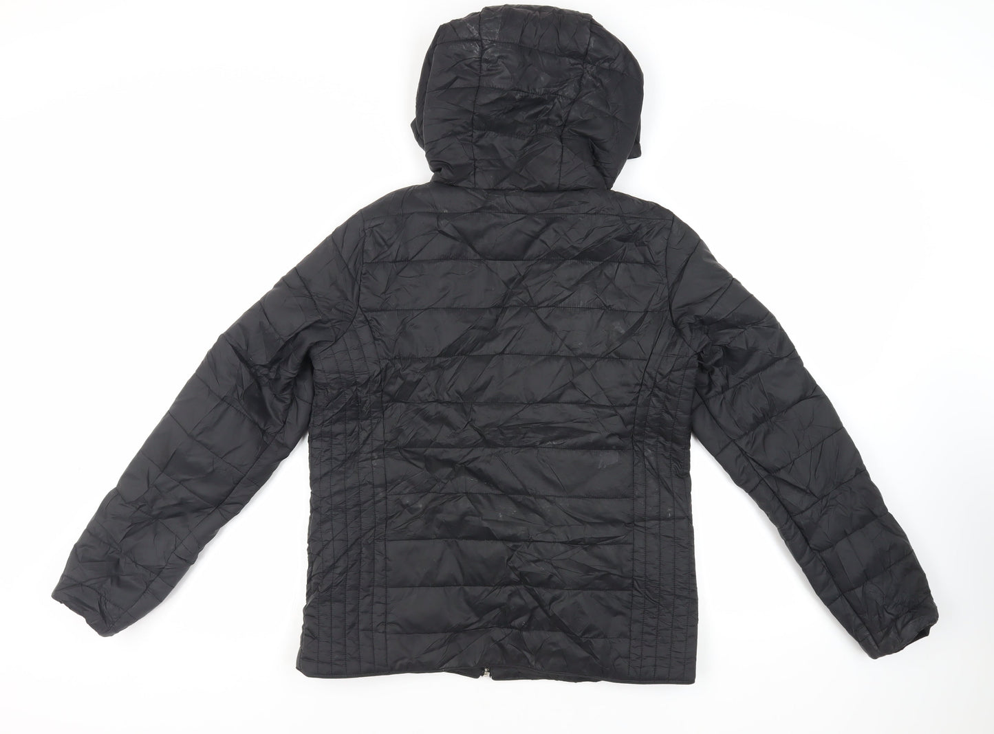 New Look Womens Black Jacket Size 10 Zip - Hooded