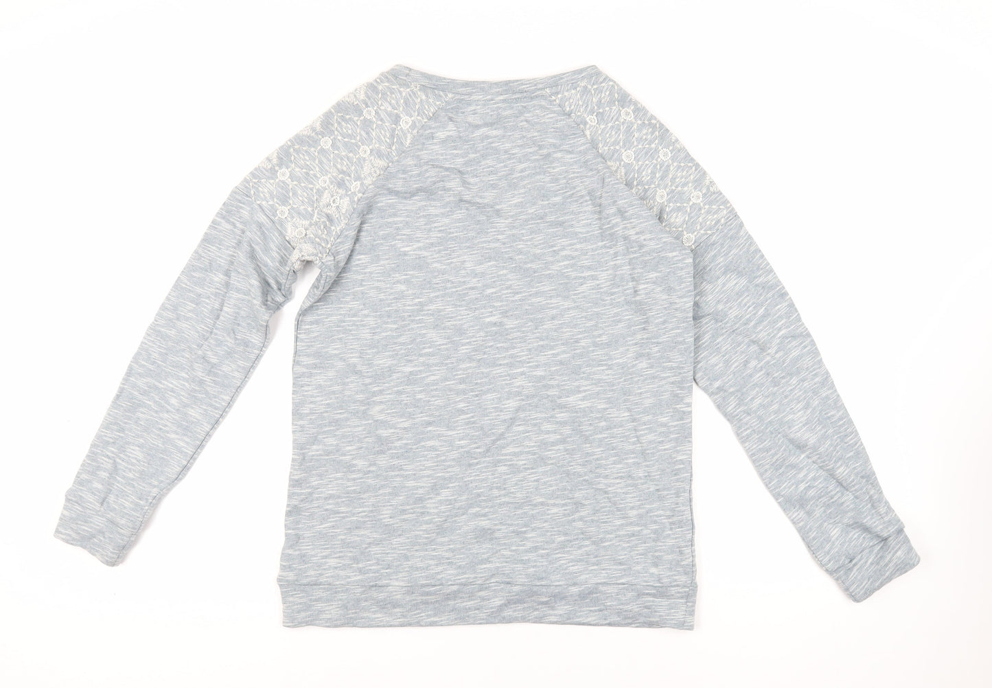 NEXT Womens Blue Cotton Pullover Sweatshirt Size 8 Pullover - Beaded Embroidered