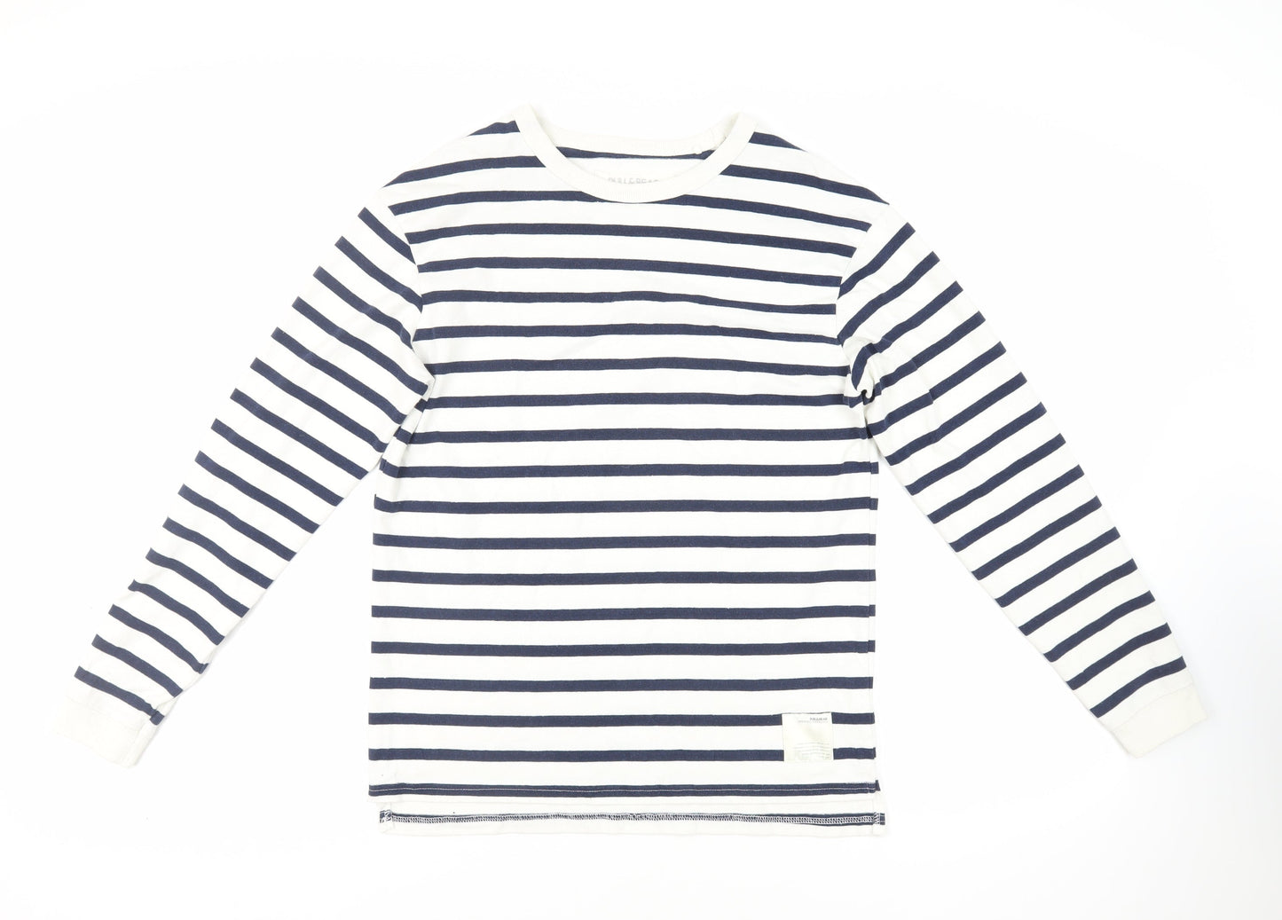 Pull&Bear Womens White Striped Cotton Pullover Sweatshirt Size S Pullover