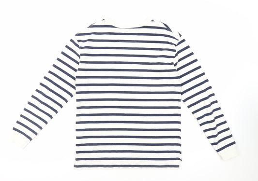 Pull&Bear Womens White Striped Cotton Pullover Sweatshirt Size S Pullover