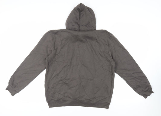 PRETTYLITTLETHING Womens Brown Cotton Pullover Hoodie Size 10 Pullover - Logo Pockets