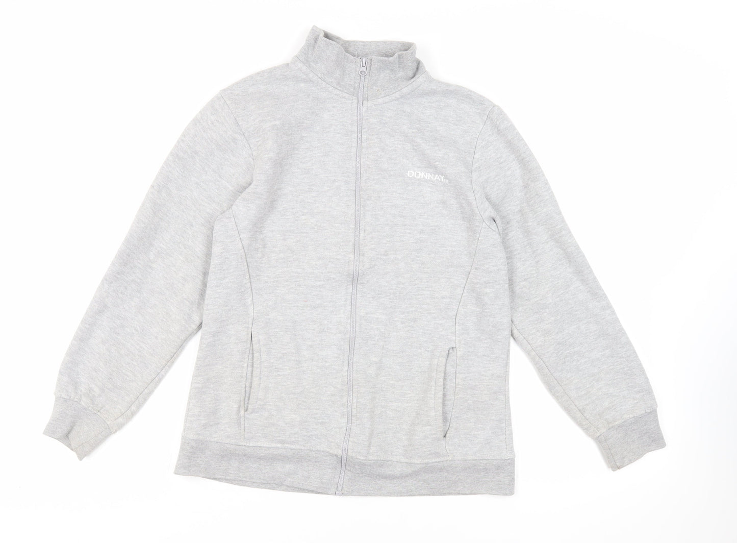 Donnay Womens Grey Cotton Full Zip Sweatshirt Size 12 Zip - Logo Pockets