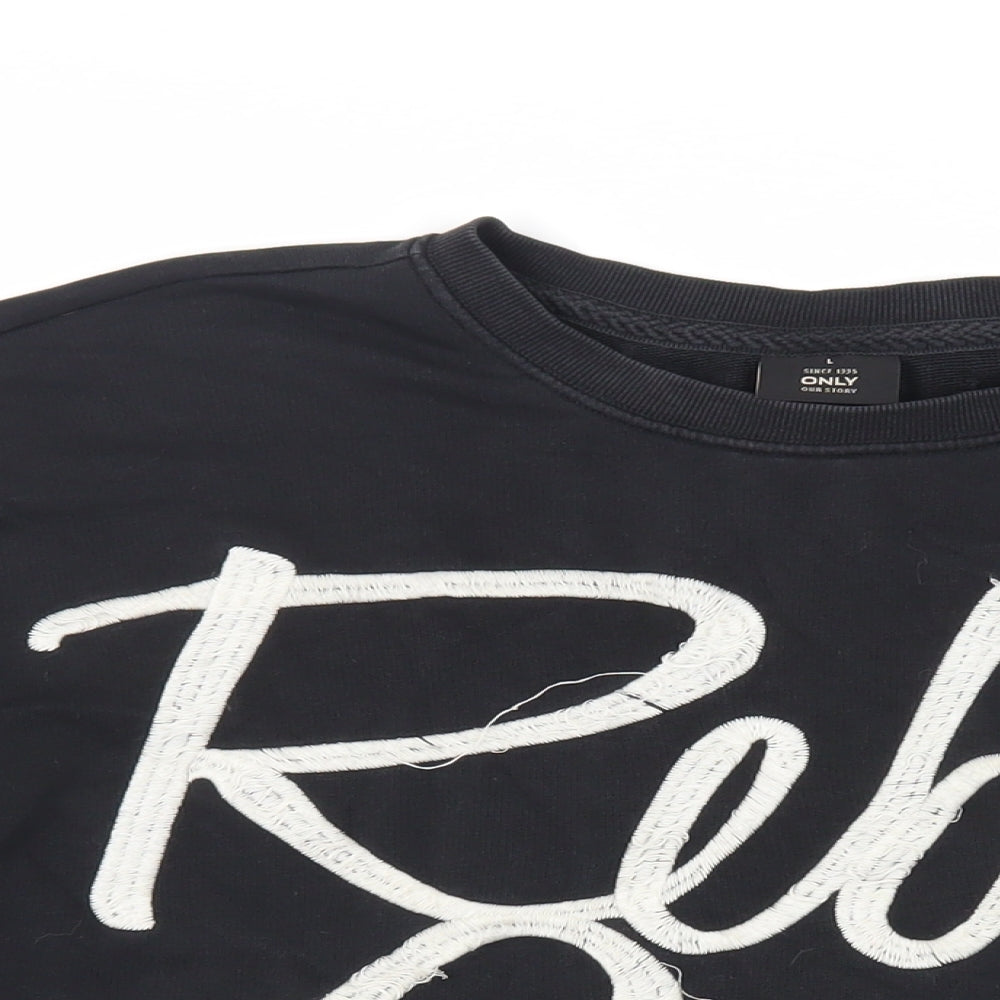 Only Womens Black Cotton Pullover Sweatshirt Size L Pullover - Rebel Soul