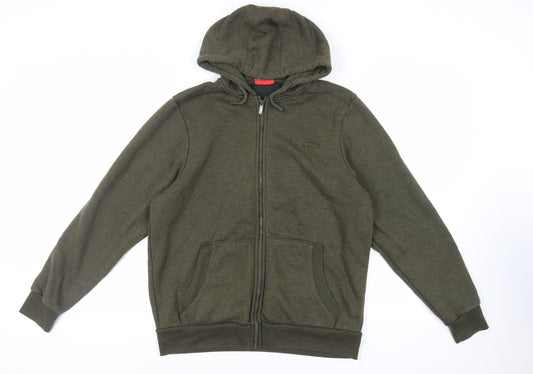 Slazenger Mens Green Polyester Full Zip Hoodie Size M - Logo Pockets