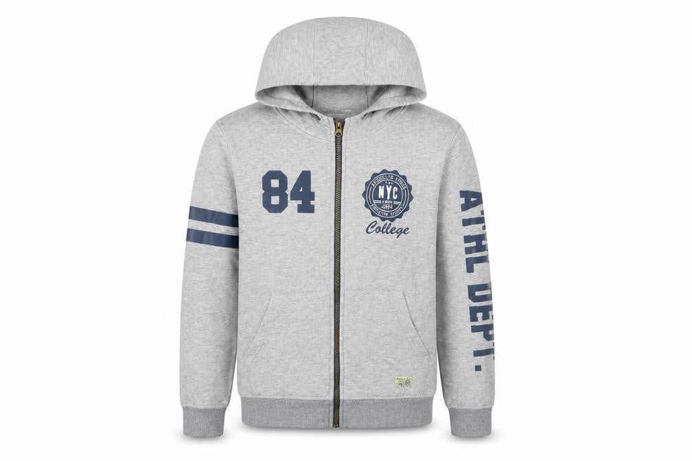 NYC Boys Grey Cotton Full Zip Hoodie Size 10-11 Years Zip - Brooklyn NYC