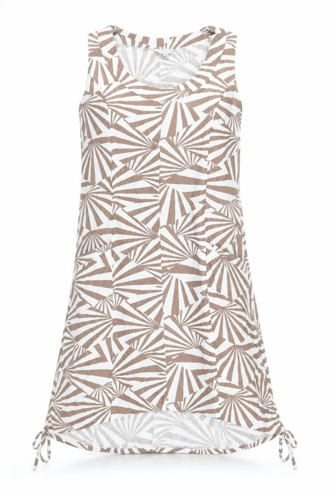 Signature Experience Womens Ivory Geometric Viscose A-Line Size S Boat Neck Pullover - Pockets