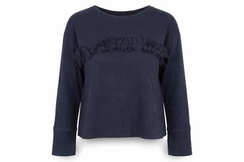 Next Womens Blue Cotton Pullover Sweatshirt Size 12 Pullover - Ruffle