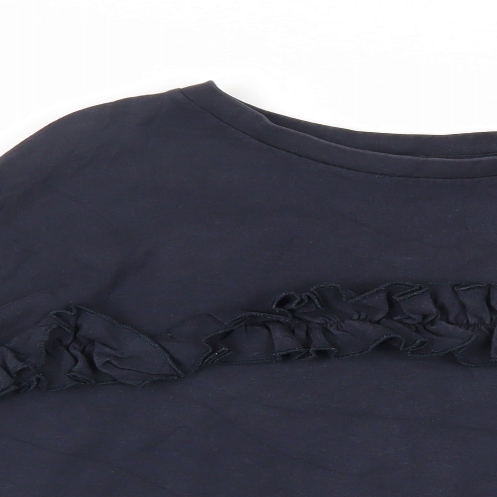 NEXT Womens Blue Cotton Pullover Sweatshirt Size 12 Pullover - Ruffle