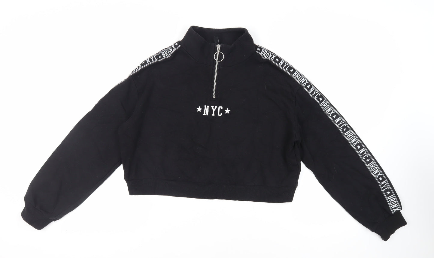Divided by H&M Womens Black Cotton Pullover Sweatshirt Size M Zip - NYC Bronx