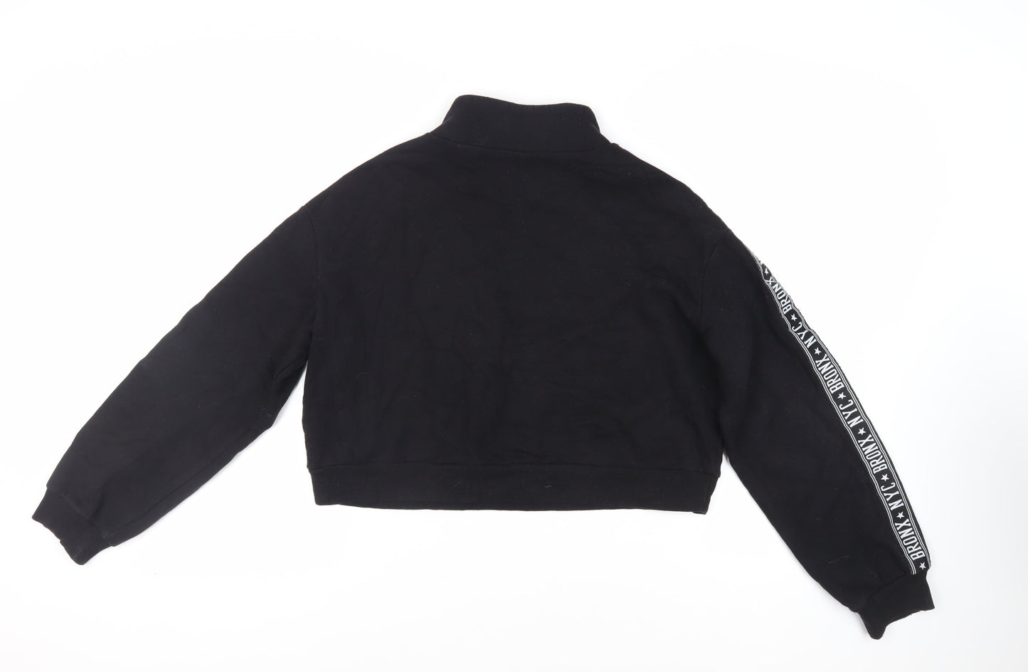 Divided by H&M Womens Black Cotton Pullover Sweatshirt Size M Zip - NYC Bronx