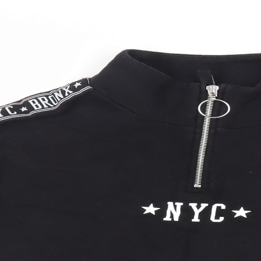 Divided by H&M Womens Black Cotton Pullover Sweatshirt Size M Zip - NYC Bronx