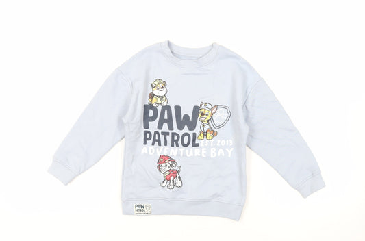 Marks and Spencer Girls Blue Cotton Pullover Sweatshirt Size 5-6 Years Pullover - Paw Patrol