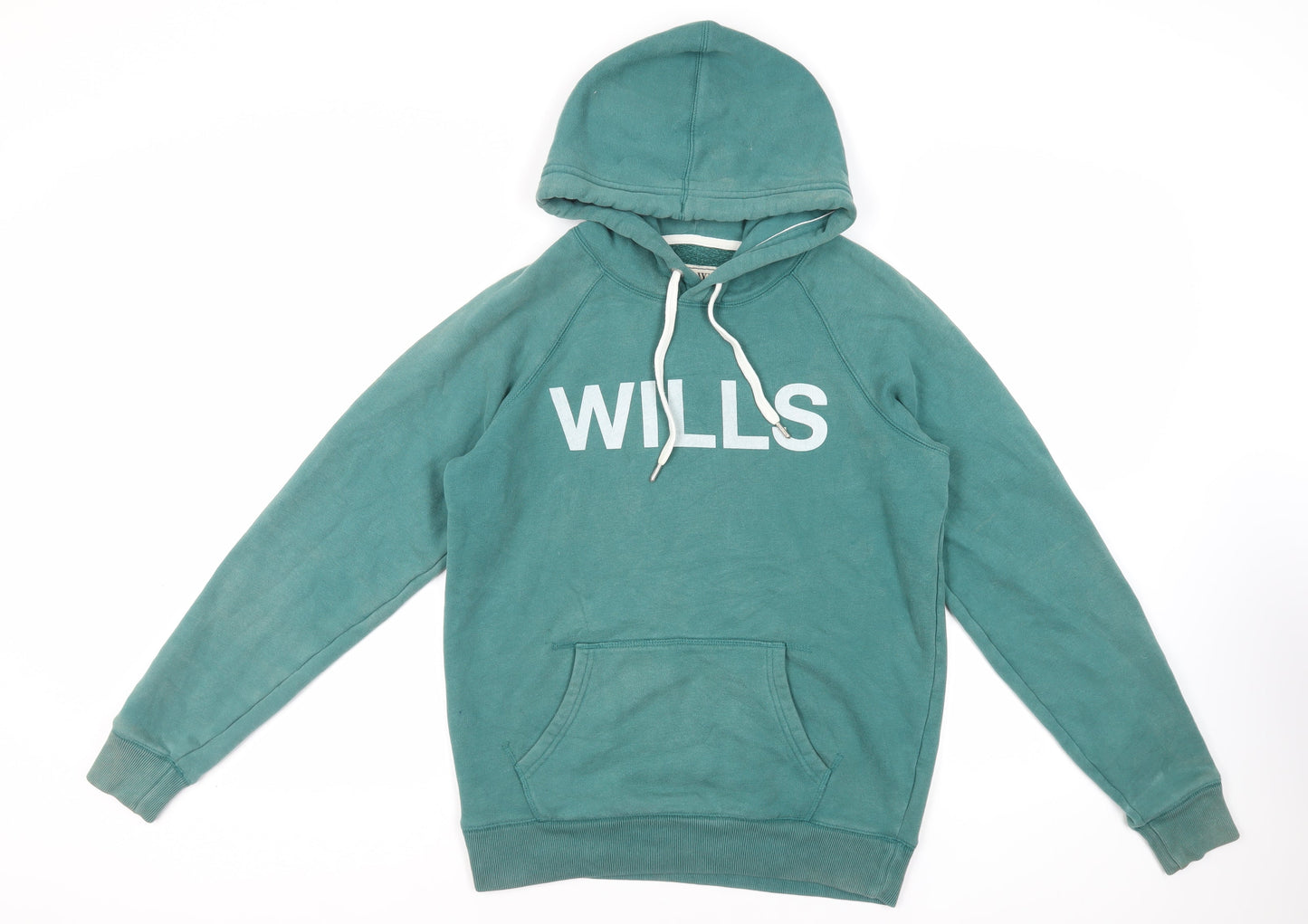 Jack Wills Mens Green Cotton Pullover Hoodie Size XS - Logo Pockets