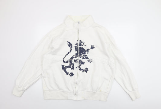 Daniel Lei Mens White Cotton Full Zip Sweatshirt Size XL