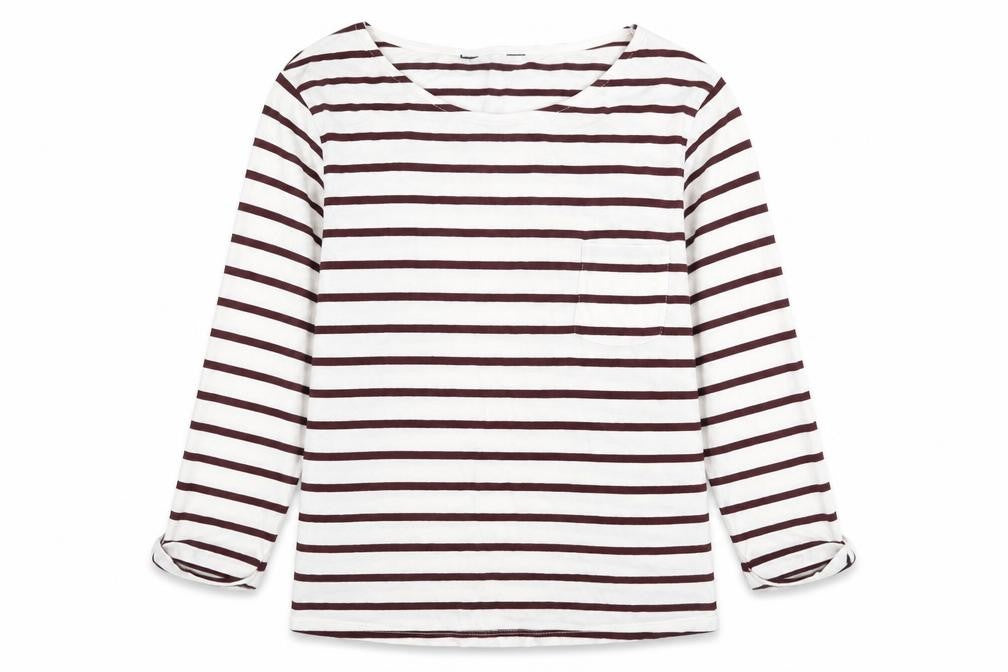 New Look Womens White Striped Cotton Basic T-Shirt Size 10 Round Neck