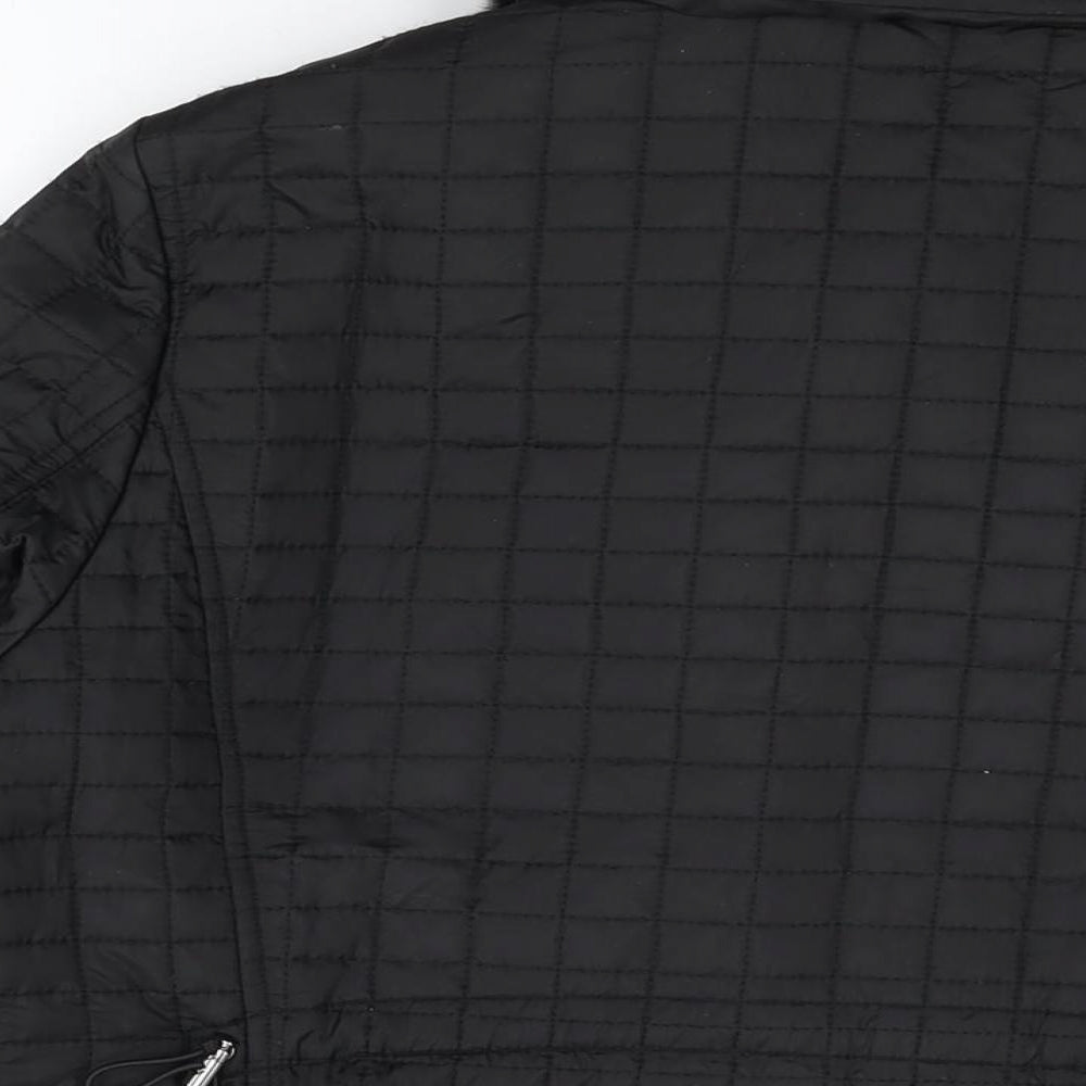 Precis Womens Black Quilted Coat Size 14 Zip - Fur Collar