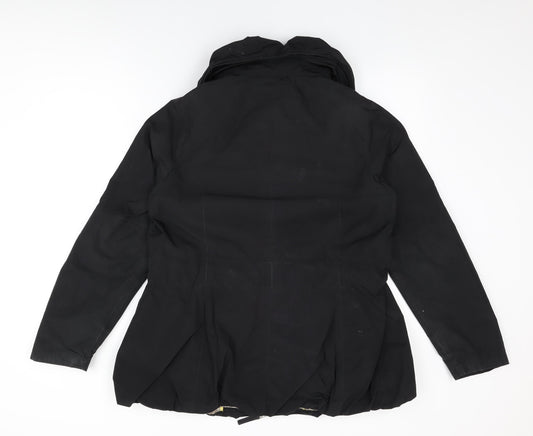 Betty Jackson Black Womens Black Overcoat Coat Size 16 Zip - Belted