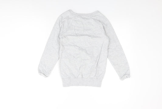NEXT Girls Grey Cotton Pullover Sweatshirt Size 9 Years Pullover - Floral Print, Sequin