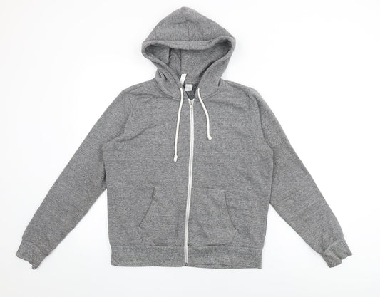 H&M Womens Grey Cotton Full Zip Hoodie Size M Zip