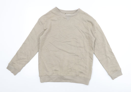 Marks and Spencer Boys Beige Cotton Pullover Sweatshirt Size 11-12 Years Pullover