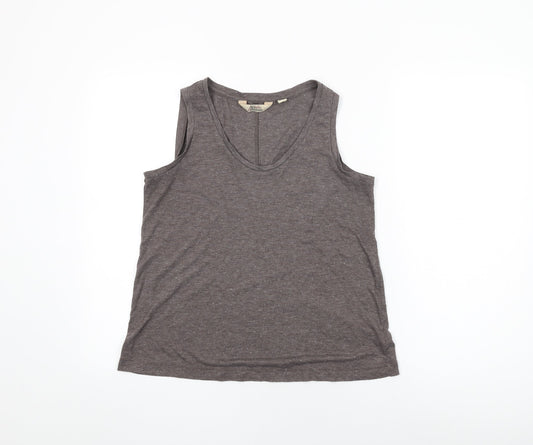 Arabella & Addison Womens Brown Viscose Basic Tank Size 12 Round Neck