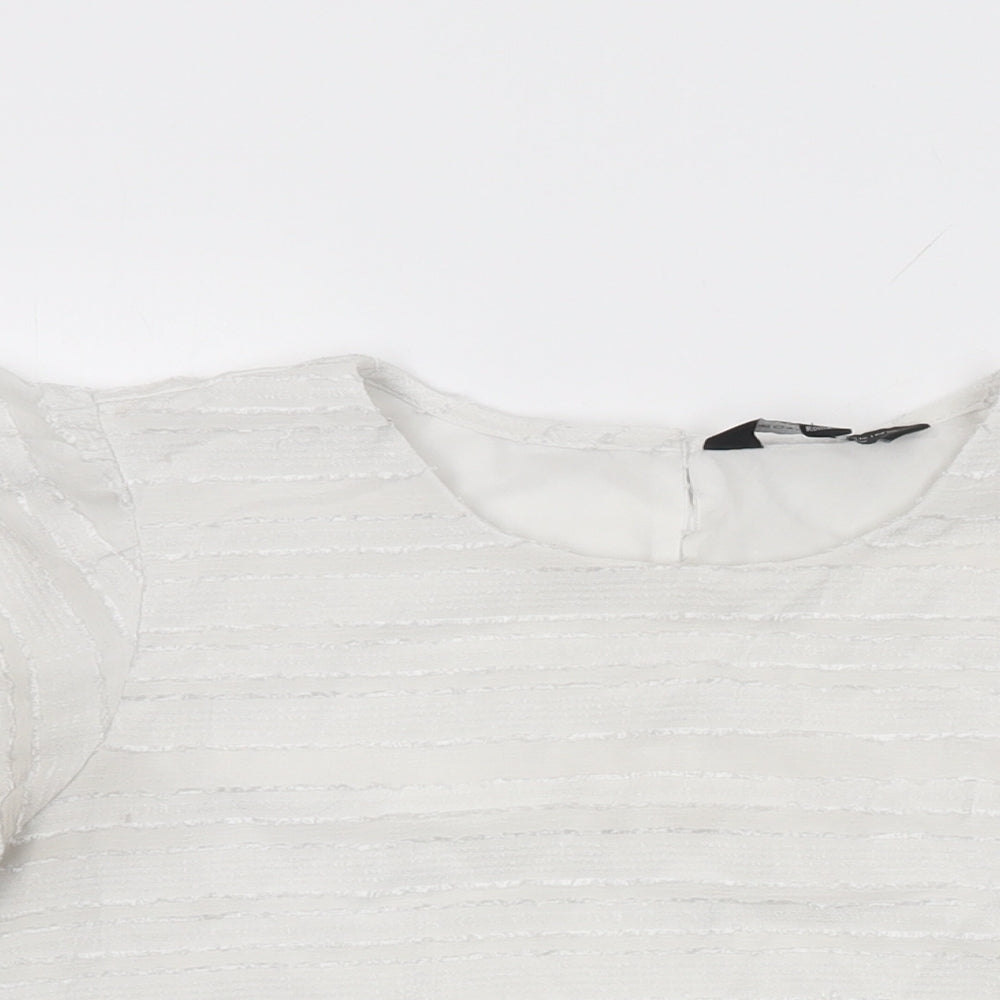 Dorothy Perkins Womens White Polyester Basic T-Shirt Size 12 Round Neck